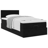 Ottoman bed met matras 80x200cm fluweel zwart - thumbnail
