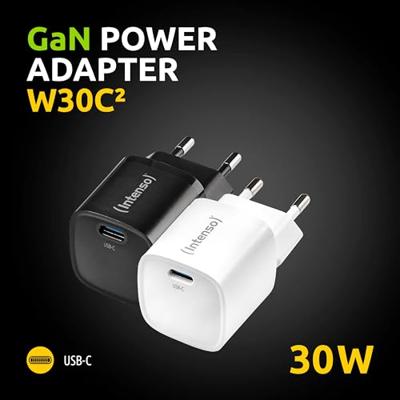 Intenso Power Adapter W30C² black USB-oplader 30 W 1x USB-C Zwart Binnen GaN, USB Power Delivery (USB-PD)