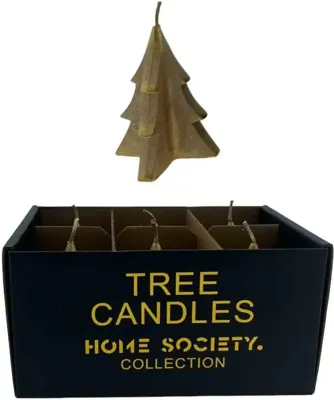 Home Society kaars kerstboom 6.5x8cm goud 1 stuks