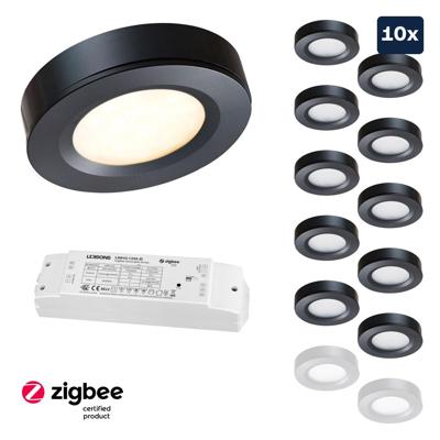 Set LED-opbouwspot Zigbee Adria zwart 3W dimbaar
