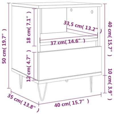 Nachtkastjes 2 st 40x35x50 cm bewerkt hout grijs sonoma eiken