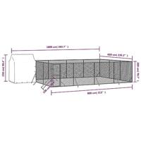 Hondenkennel met dak 10x6x2,5 m gegalvaniseerd staal zilver - thumbnail