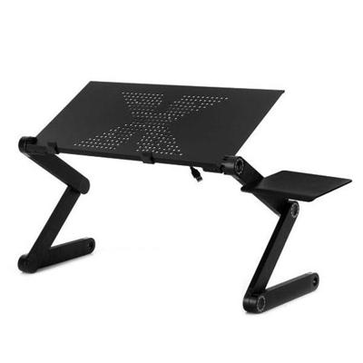 draagbare 360 graden verstelbaar opvouwbaar aluminiumlegering bureaustandaard met muismat voor Laptop / Notebook, metout CPU Fans(zwart)