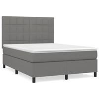 Boxspring met matras stof donkergrijs 140x190 cm - thumbnail