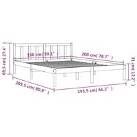 Bedframe zonder matras massief grenenhout wasbruin 150x200 cm - thumbnail