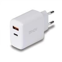 LINDY 30W USB Type A & C Charger USB-oplader 30 W 1x USB-A, 1x USB-C Wit Binnen - thumbnail