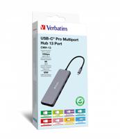 Verbatim USB C Hub 13-in-1, multipoort-adapter USB-C naar HDMI, RJ45, USBA-A en USB-C PD, met SD-kaartlezer, voor Mac, MacBook Pro/Air, iPad Pro, Thinkpad, Windows Computer, Laptop en Co - thumbnail