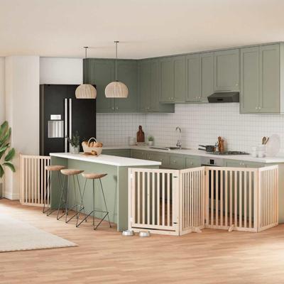 Hondenhek inklapbaar met deur 8 panelen 640 cm populierenhout