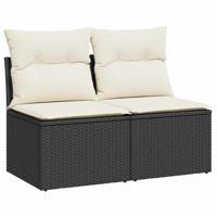 2-delige Loungeset met kussens poly rattan acacia zwart - thumbnail