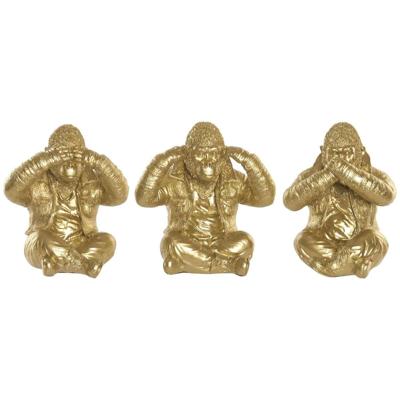 Decoratieve figuren Home ESPRIT Gouden Gorilla (3 Stuks) Decoratieve figuren Home ESPRIT Gouden Gorilla (3 Stuks)