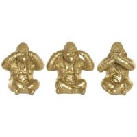 Decoratieve figuren Home ESPRIT Gouden Gorilla (3 Stuks) - thumbnail