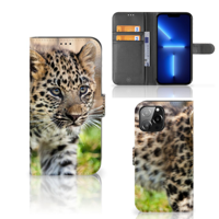 iPhone 13 Pro Max | Telefoonhoesje | Met pasjeshouder | Baby Luipaard - thumbnail