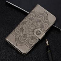 Mandala reliëf patroon horizontale Flip lederen case voor iPhone 11 Pro Max met houder & kaartsleuven & portemonnee & foto frame & Lanyard (grijs) - thumbnail