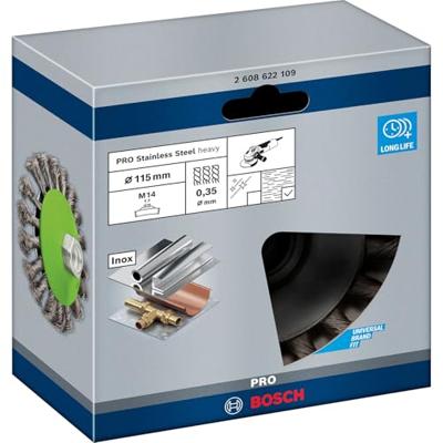 Bosch Accessories Kegelborstel, roestvrij 115 mm, 0,35 mm, 12.500 omw/min, 14 2608622109 2608622109 1 stuk(s) Bosch Accessories Kegelborstel, roestvrij 115 mm, 0,35 mm, 12.500 omw/min, 14 2608622109 2608622109 1 stuk(s)