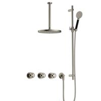 Hotbath Cobber IBSW70 Regendoucheset inbouw - 30cm plafondarm - 30cm ronde hoofddouche - 3 standen handdouche - glijstang - Geborsteld nikkel IBSW70GN1357 - thumbnail