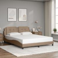 Bedframe met hoofdbord kunstleer cappuccinokleurig 160x200 cm - thumbnail