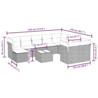 11-delige Loungeset met kussens poly rattan zwart - thumbnail