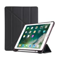 Multi opvouwbare Shockproof TPU beschermhoes voor iPad 9 7 (2018) / 9.7 (2017) / air / air2 met houder & Pen Slot(Black) - thumbnail