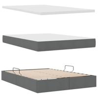 Opslag bed met matras Donkergrijs 140 x 190 cm Nep Leer - thumbnail