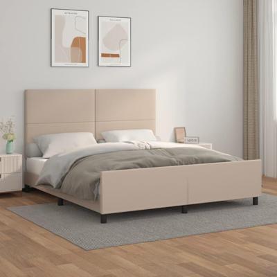 Bedframe met hoofdbord kunstleer cappuccinokleurig 160x200 cm