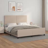 Bedframe met hoofdbord kunstleer cappuccinokleurig 160x200 cm - thumbnail