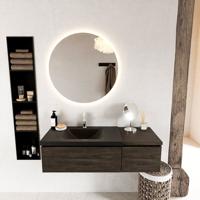 MONDIAZ BUKLA 120cm badmeubel met module 40 kleur Dark Brown met 2 lades. Wastafel CLOUD links 1 kraangat kleur Urban. - thumbnail