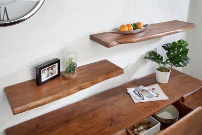 Massieve wandplank MAMMUT 80cm acaciahouten plank met boomrand - 39960