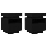 Nachtkast 2 pcs Zwart eiken 40 x 39 x 48.5 cm Bewerkt hout - thumbnail