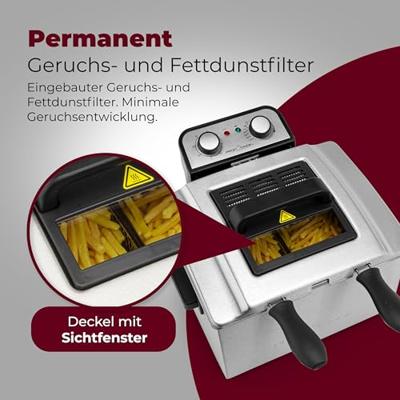 Profi Cook PC-FR1038 Friteuse met dubbele koudezone 5 l 3000 W Timerfunctie, Met handmatige temperatuursinstelling RVS Profi Cook PC-FR1038 Friteuse met dubbele koudezone 5 l 3000 W Timerfunctie, Met handmatige temperatuursinstelling RVS
