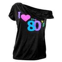 T-Shirt Dames I Love 80&apos;s Zwart Fashion - thumbnail