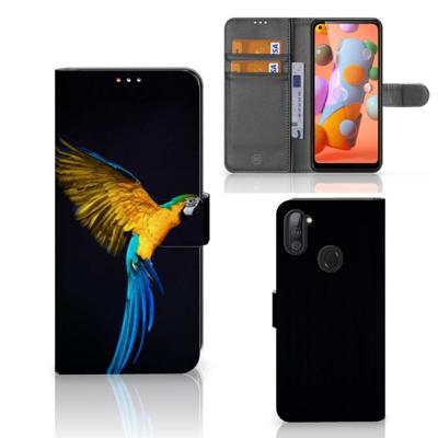 Samsung Galaxy M11 | A11 | Telefoonhoesje | Met pasjeshouder | Papegaai