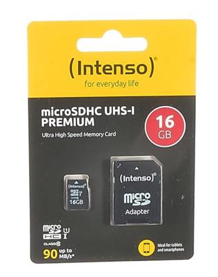 Intenso Premium microSDHC-kaart 16 GB Class 10, UHS-I Incl. SD-adapter