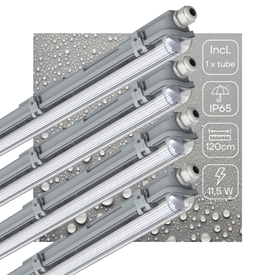 4 PACK - LED&apos;s Light Complete LED TL lamp met LED buis 120 cm - Binnen en buiten - 2130 lm - 1x11,5W - 4000K