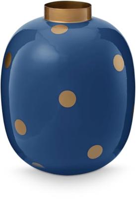 Pip Studio Vaas Metaal Stippen Navy/Goud 32cm Pip Studio Vaas Metaal Stippen Navy/Goud 32cm