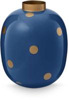 Pip Studio Vaas Metaal Stippen Navy/Goud 32cm - thumbnail
