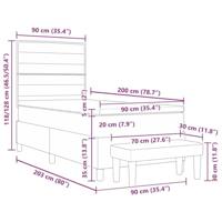 Boxspring bed met matras met hoofdeinde Crème 90 x 190 cm Stof - thumbnail