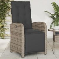 Tuinstoelen 2 st verstelbaar met voetensteun poly rattan grijs - thumbnail