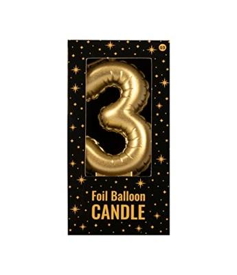 Foil balloon candle gold 3