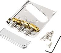 Fender 3-Saddle Top-Load / String-Through Tele Bridge gitaarbrug met gecompenseerde messing Bullet brugzadels - thumbnail
