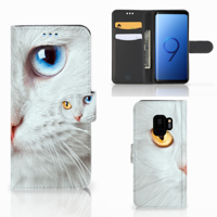 Samsung Galaxy S9 | Telefoonhoesje | Met pasjeshouder | Witte Kat - thumbnail