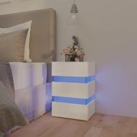 326846 Nachtkastje LED 45x35x67 cm bewerkt hout hoogglans wit - thumbnail