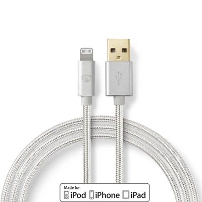 Nedis CCTB39300AL10 Data- En Oplaadkabel Apple Lightning 8-pins Male - Usb A Male 1,0 M Aluminium Nedis CCTB39300AL10 Data- En Oplaadkabel Apple Lightning 8-pins Male - Usb A Male 1,0 M Aluminium