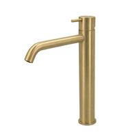 Wastafelmengkraan Hotbath Cobber 1-hendel Gebogen 28.6 cm Geborsteld Messing PVD - thumbnail