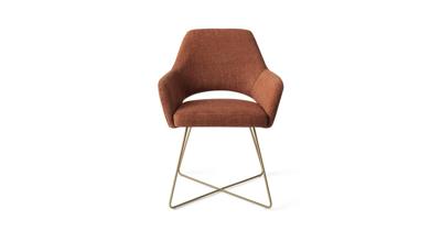Jesper Home Eetkamerstoel 'Yanai' Cross Gold, kleur Tuscan Terra