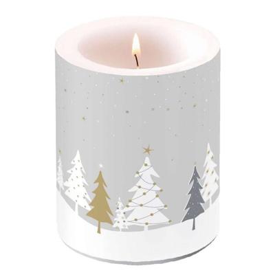 Ambiente stompkaars midnight trees 10x12 cm grijs Ambiente stompkaars midnight trees 10x12 cm grijs
