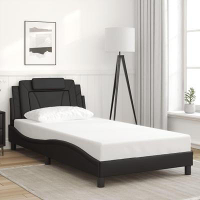 Bedframe met hoofdbord kunstleer zwart 100x200 cm