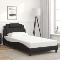 Bedframe met hoofdbord kunstleer zwart 100x200 cm - thumbnail