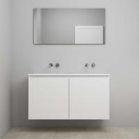 On-Line Badkamermeubelset - 120 cm - Voorgemonteerd - Greeploos 2 Deuren - Acryl Wastafel - Kraangat naar Keuze - Spiegel - Hoogglans Wit - thumbnail