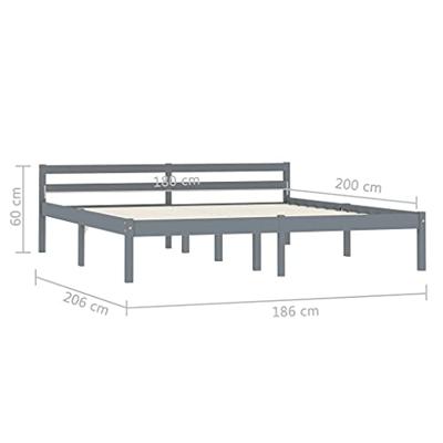 Bedframe massief grenenhout grijs 180x200 cm Bedframe massief grenenhout grijs 180x200 cm