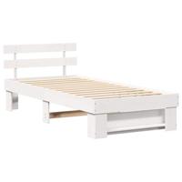 Bedframe met hoofdeinde Wit 90 x 190 cm Massief grenenhout - thumbnail